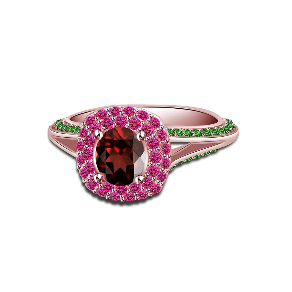 Multicolor Oval & Round Zirconia 14K Rose Gold Over Sterling  Princess A2 Ring Size 7 MOTHER'S DAY SPECIAL OFFER - atjewels.in