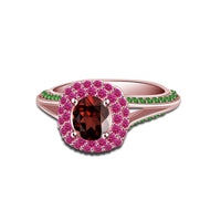 Multicolor Oval & Round Zirconia 14K Rose Gold Over Sterling  Princess A2 Ring Size 7 MOTHER'S DAY SPECIAL OFFER - atjewels.in