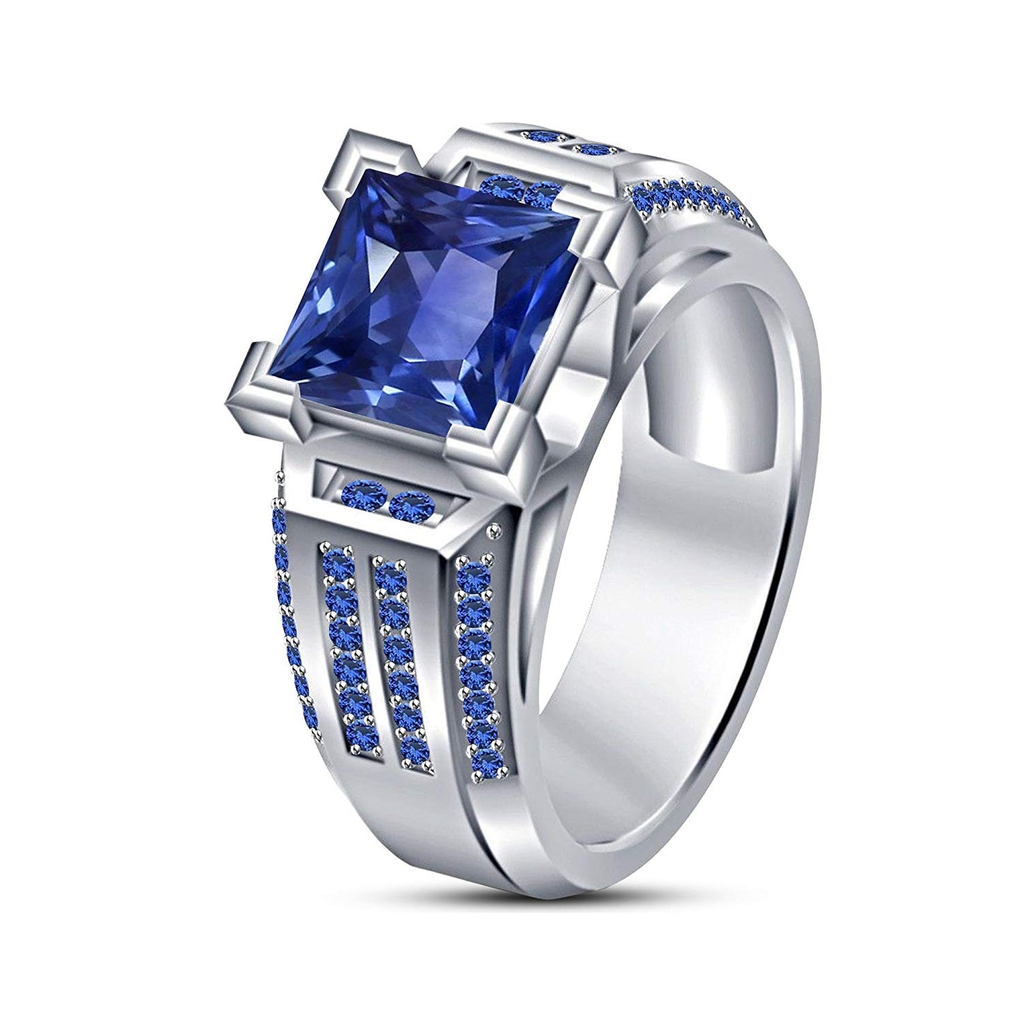 atjewels 14K White Gold on 925 Silver Round White CZ Wedding & Engagement Band Ring For Women's (7) MOTHER'S DAY SPECIAL OFFER - atjewels.in