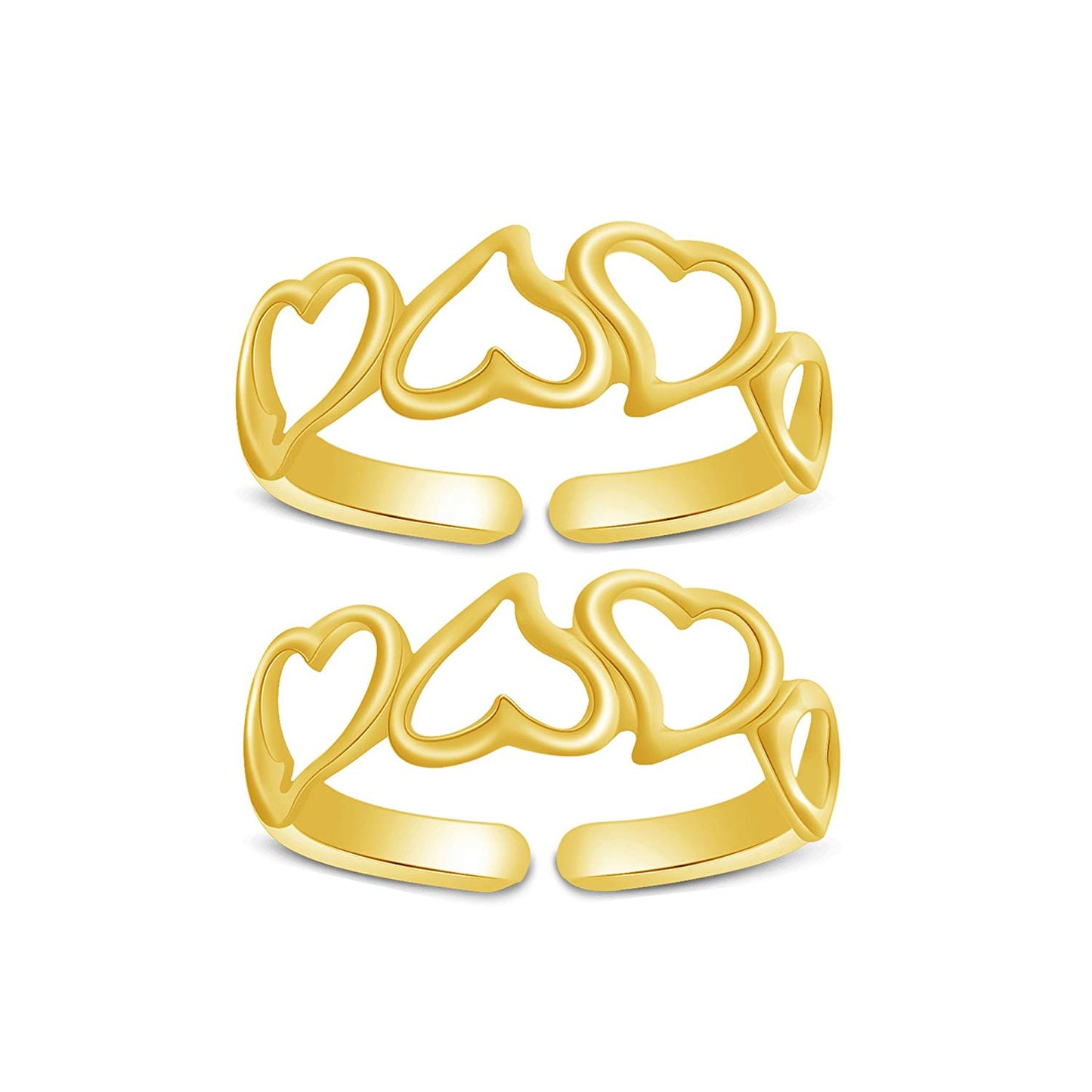 14K Gold Over 925 Sterling Silver Heart Shape Adjustable Midi ToeRing For Women's - atjewels.in
