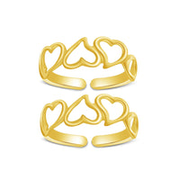 14K Gold Over 925 Sterling Silver Heart Shape Adjustable Midi ToeRing For Women's - atjewels.in