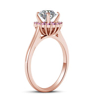 atjewels White Zirconia and Pink Sapphire 14K Rose Gold Plated on 925 Silver Solitaire With Accents Ring MOTHER'S DAY SPECIAL OFFER - atjewels.in