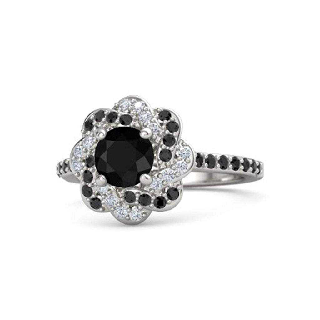 atjewels Solid 925 Sterling Silver Round Cut White & Black CZ  Princess Engagement Ring MOTHER'S DAY SPECIAL OFFER - atjewels.in