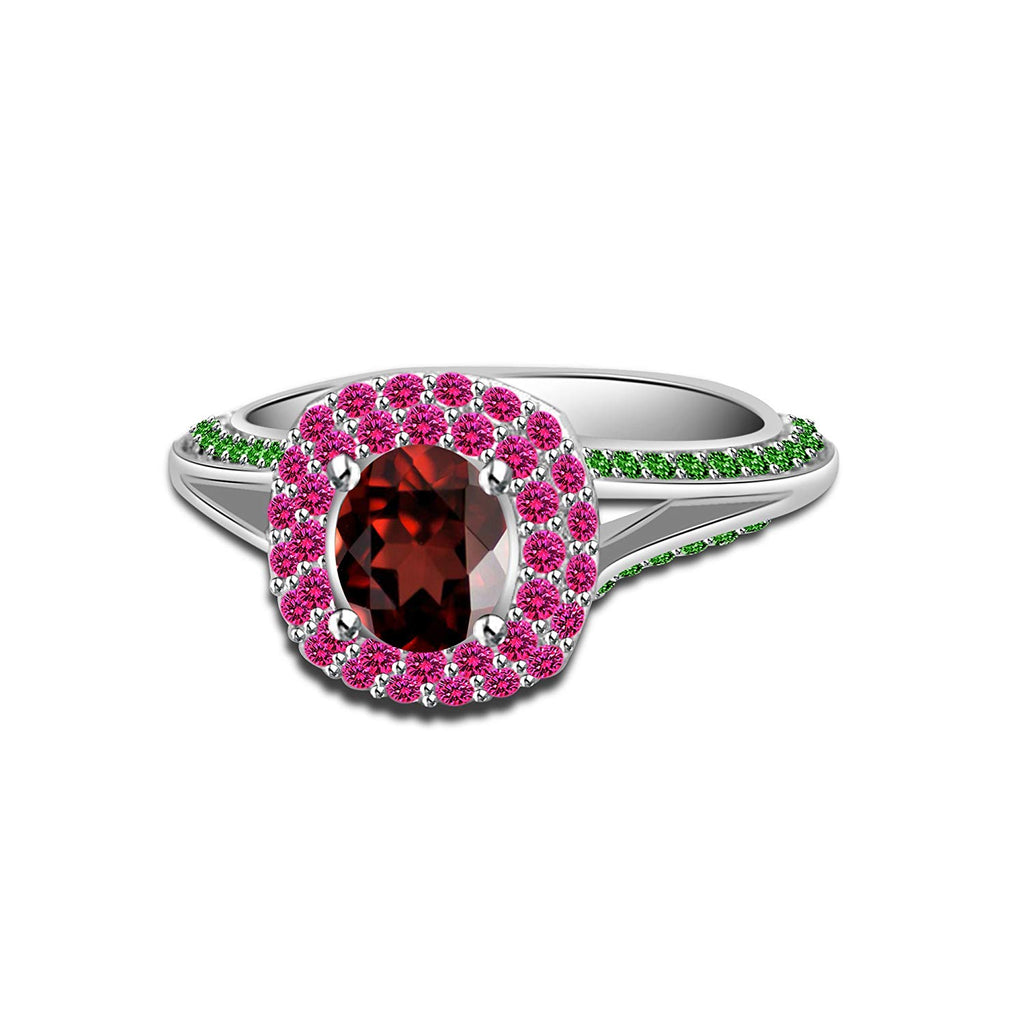Multicolor Oval & Round CZ Platinum Over Sterling Disney Princess Ariel Ring Size US 7 MOTHER'S DAY SPECIAL OFFER - atjewels.in