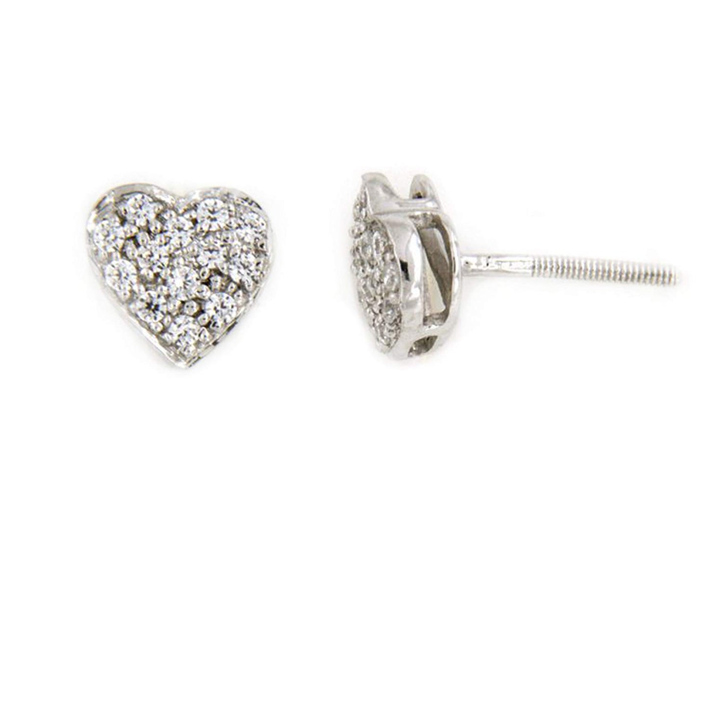 atjewels 18K White Gold Over 925 Sterling Siver White CZ Heart Stud Earring MOTHER'S DAY SPECIAL OFFER - atjewels.in