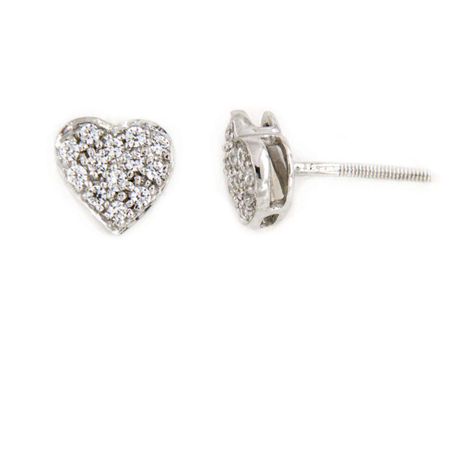 atjewels 18K White Gold Over 925 Sterling Siver White CZ Heart Stud Earring MOTHER'S DAY SPECIAL OFFER - atjewels.in