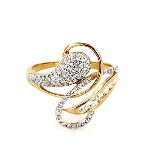 atjewels 14K Yellow Gold Over Sterling White Zirconia Snake Design Ring for Women's MOTHER'S DAY SPECIAL OFFER - atjewels.in