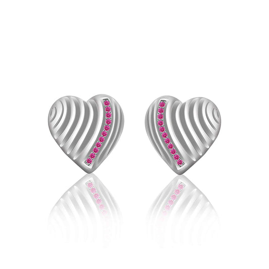 atjewels 14K White Gold Over on .925 Sterling Silver Round Cut Pink Sapphire Heart Stud Earrings For Women's MOTHER'S DAY SPECIAL OFFER - atjewels.in