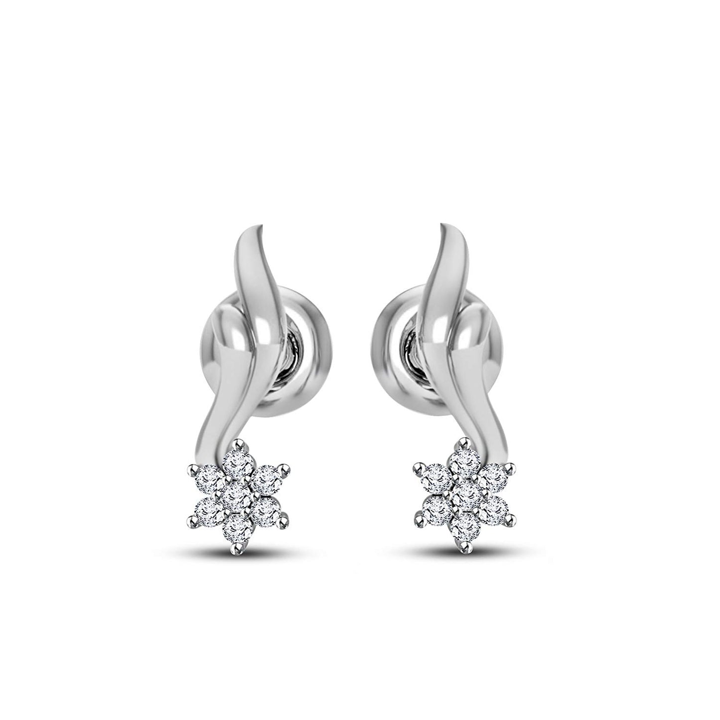 atjewels 18K Solid White Gold Over 925 Sterling Round Cut White CZ Post & Butterfly Stylish Stud Earring MOTHER'S DAY SPECIAL OFFER - atjewels.in