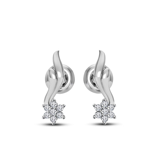 atjewels 18K Solid White Gold Over 925 Sterling Round Cut White CZ Post & Butterfly Stylish Stud Earring MOTHER'S DAY SPECIAL OFFER - atjewels.in