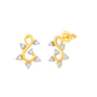 atjewels 14K Two Tone Gold Over .925 Sterling Silver Round White CZ S Initial Stud Earrings MOTHER'S DAY SPECIAL OFFER - atjewels.in