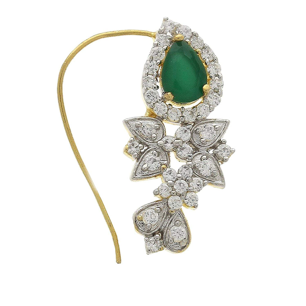 atjewels Maharashtrian Nath .925 Sterling Silver With Green Emerald & Cubic Zrconia MOTHER'S DAY SPECIAL OFFER - atjewels.in