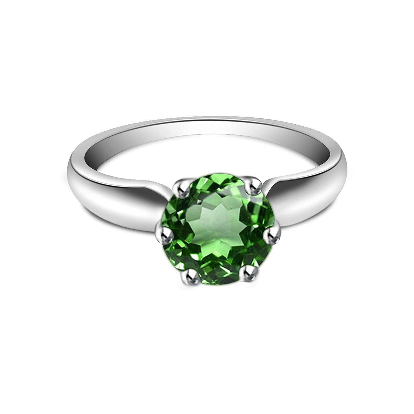 atjewels Round Cut Multi-Color Gemstone .925 Sterling Silver Solitaire Engagement Ring For Women's and Girl's For Diwali Special - atjewels.in