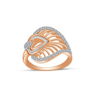 atjewels 14K Rose Gold Over 925 Sterling Round & Baguette White CZ Leaf Heart Ring For Women's MOTHER'S DAY SPECIAL OFFER - atjewels.in