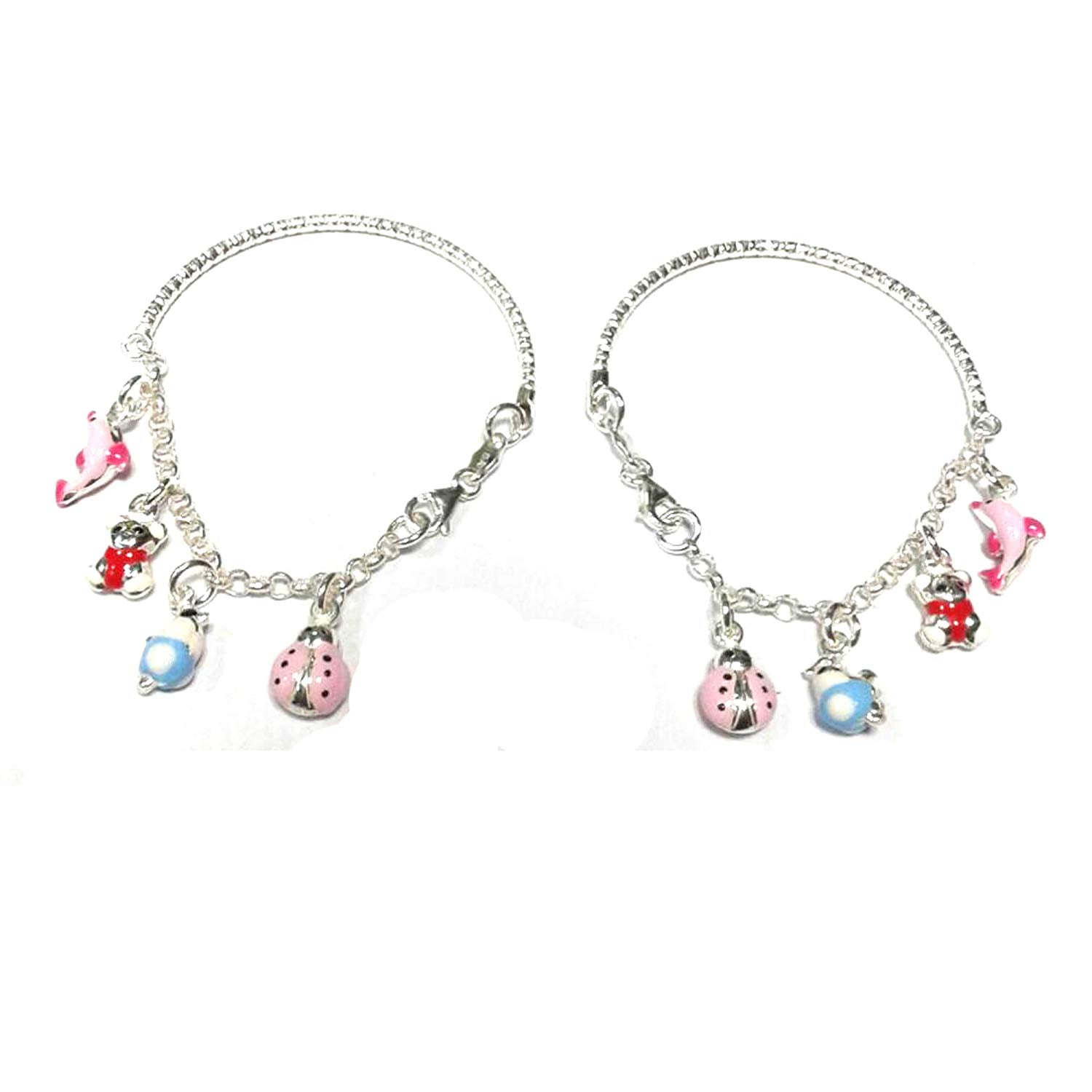 atjewels .925 Sterling Silver Charm 1 Pair of Bracelet & Anklets For Kid's For MOTHER'S DAY SPECIAL OFFER - atjewels.in