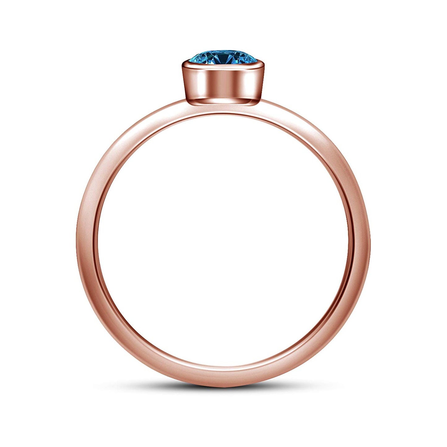 atjewels Round Blue Topaz in 14K Rose Gold Over 925 Silver Solitaire Ring MOTHER'S DAY SPECIAL OFFER - atjewels.in