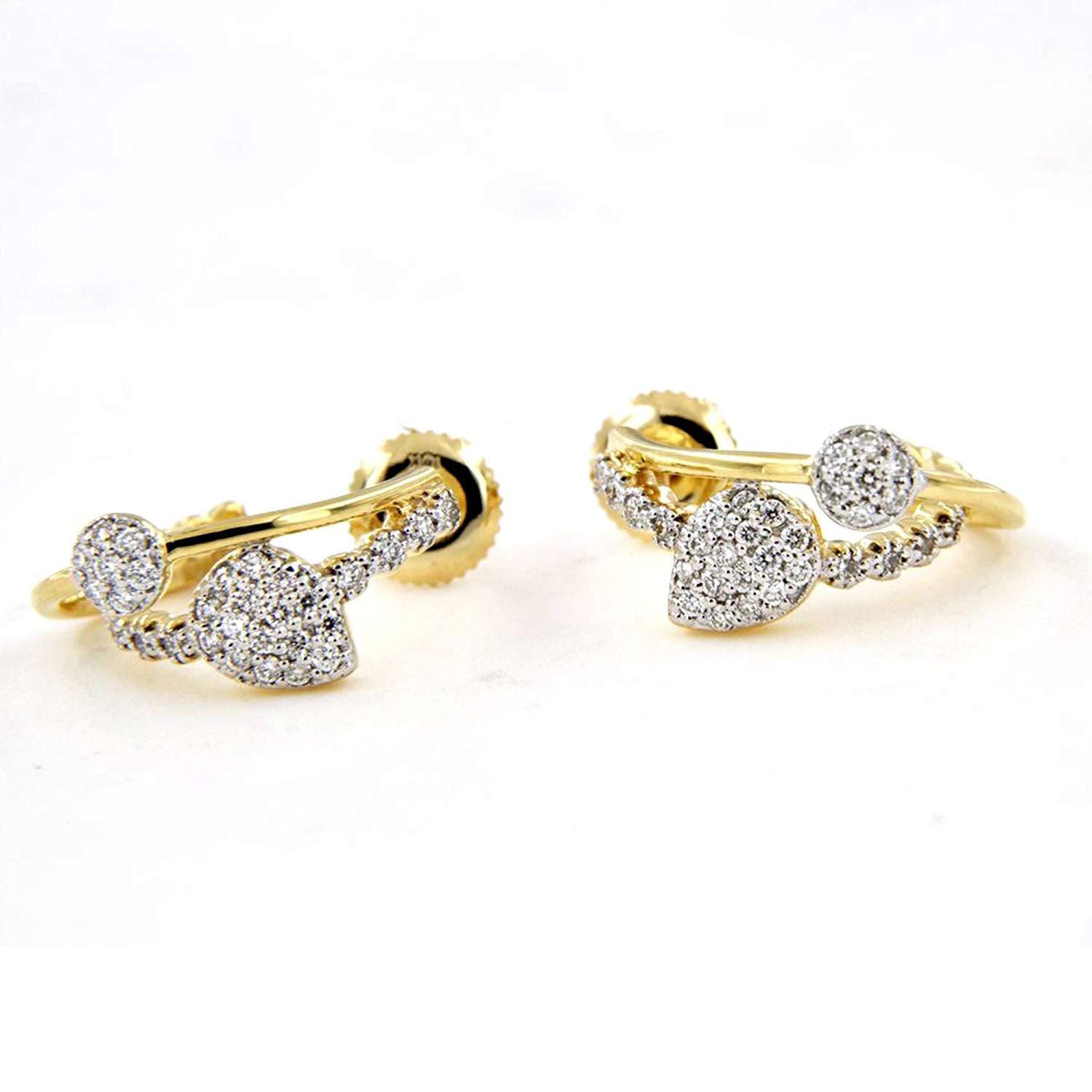atjewels White CZ Women's Stud Earrings in 18k Yellow Gold Plated 925 Sterling Silver MOTHER'S DAY SPECIAL OFFER - atjewels.in