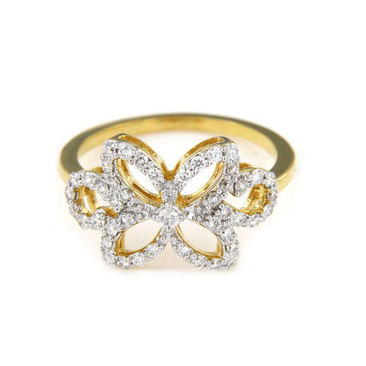 atjewels 18K Yellow Gold Plated On 925 Sterling Silver Round White CZ Fashion Flower Ring MOTHER'S DAY SPECIAL OFFER - atjewels.in