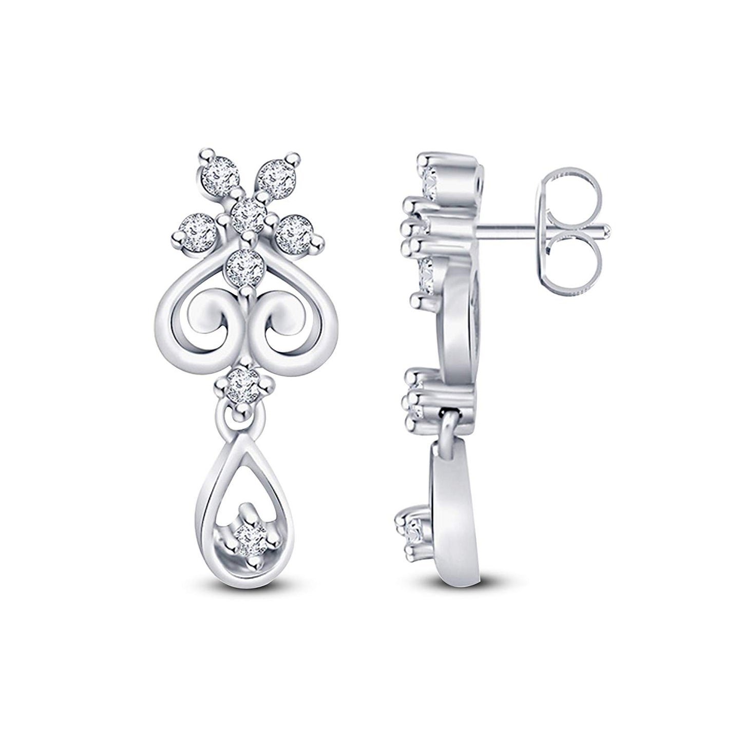atjewels 925 Sterling Silver Round White Cubic Zirconia Dangle and Drop Earrings MOTHER'S DAY SPECIAL OFFER - atjewels.in