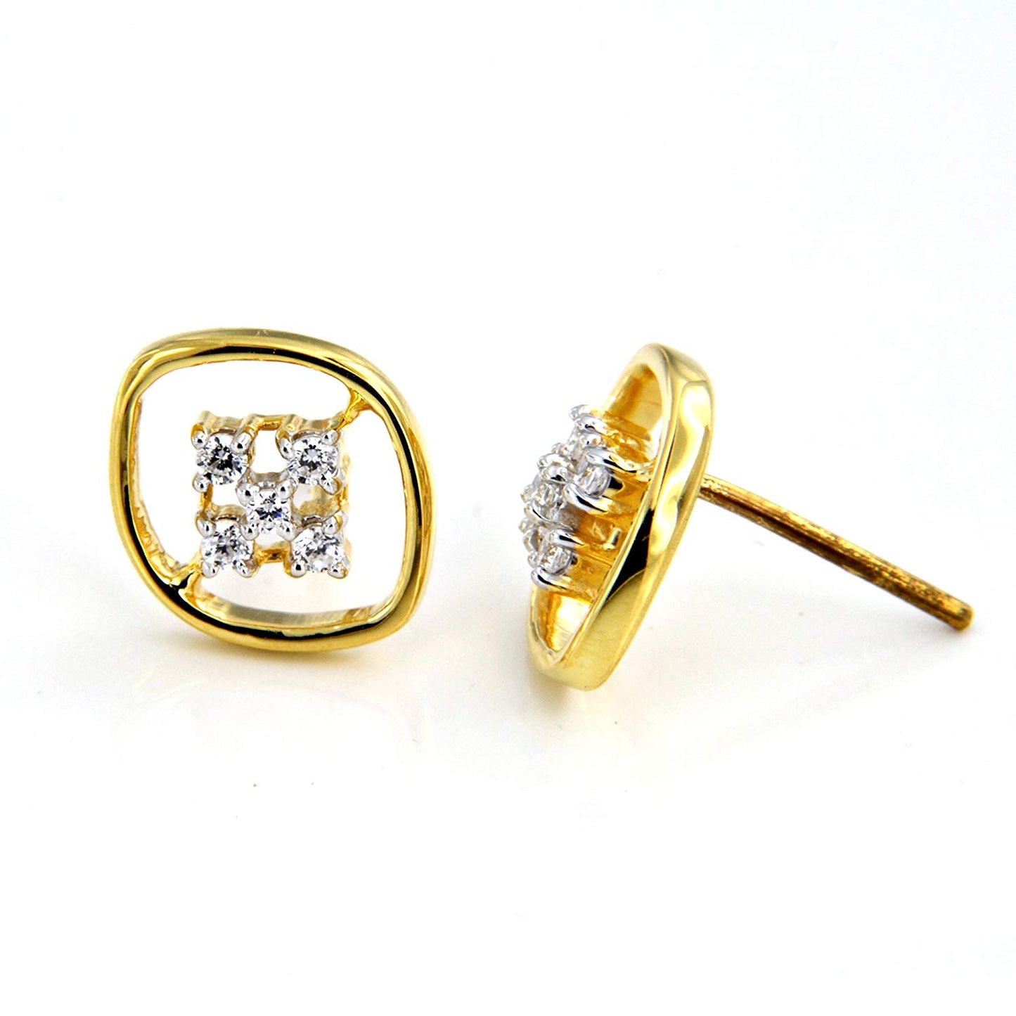 atjewels Women's Special White CZ Fashion Stud Earrings in 18k Yellow Gold Over 925 Sterling MOTHER'S DAY SPECIAL OFFER - atjewels.in