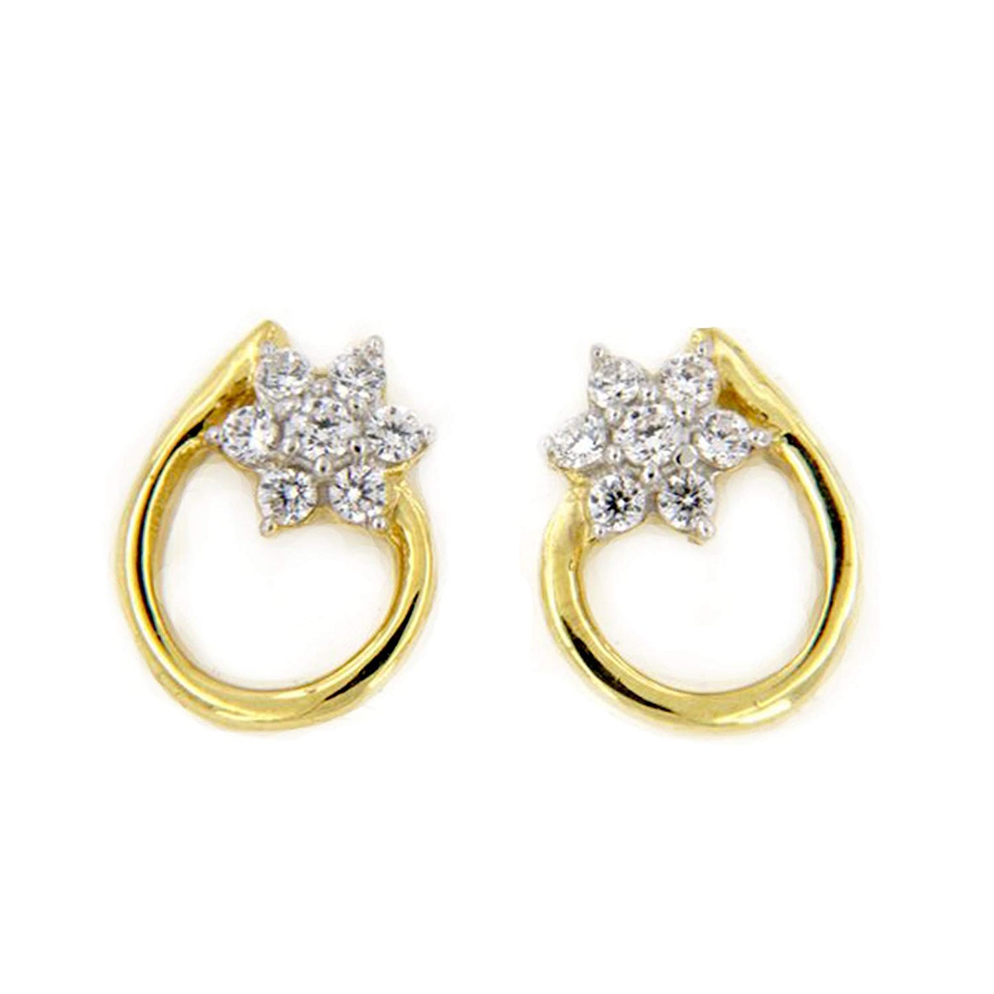 atjewels 18K Yellow Gold Over 925 Sterling Siver Round White CZ Wedding Stud Earring MOTHER'S DAY SPECIAL OFFER - atjewels.in