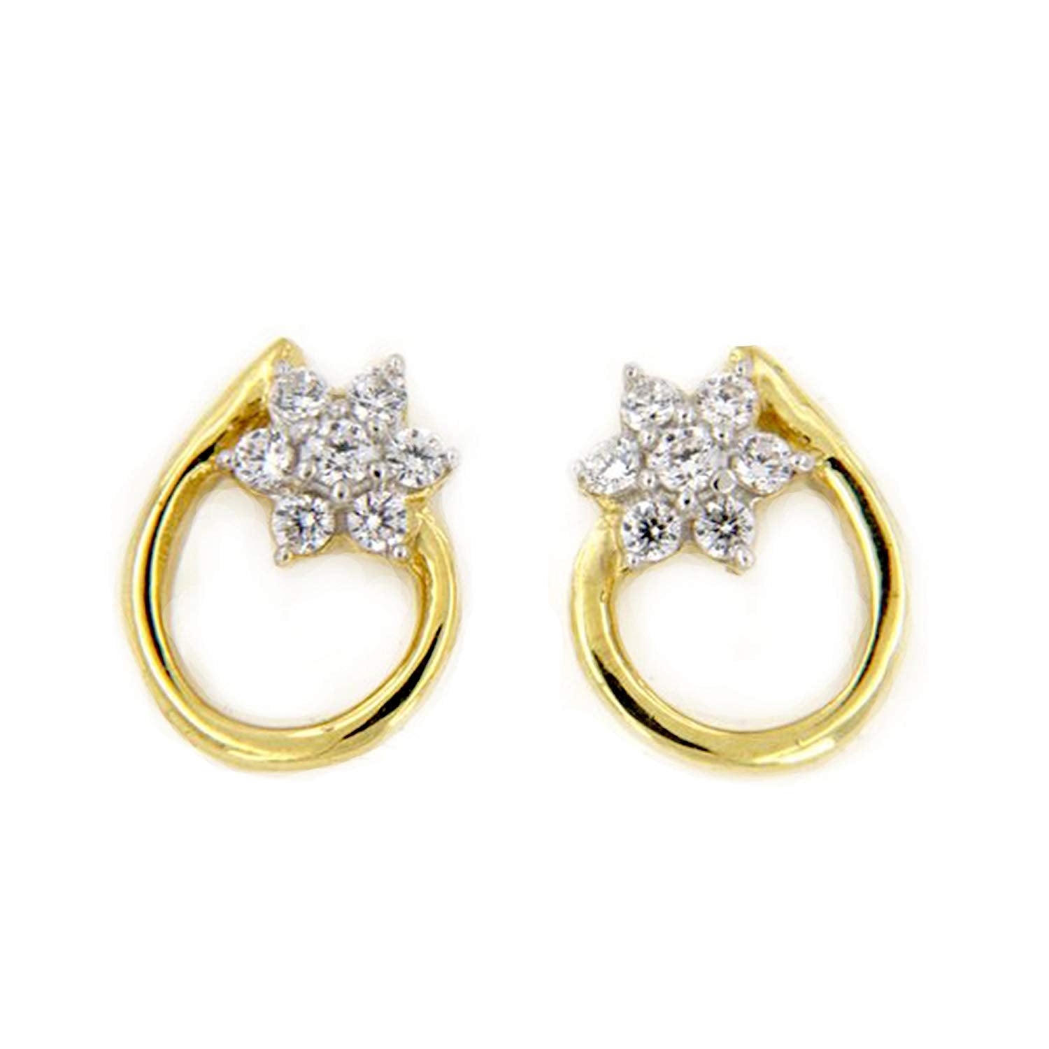 atjewels 18K Yellow Gold Over 925 Sterling Siver Round White CZ Wedding Stud Earring MOTHER'S DAY SPECIAL OFFER - atjewels.in