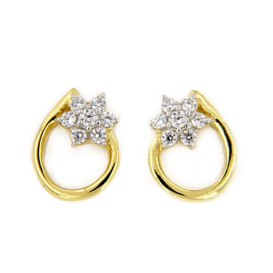 atjewels 18K Yellow Gold Over 925 Sterling Siver Round White CZ Wedding Stud Earring MOTHER'S DAY SPECIAL OFFER - atjewels.in