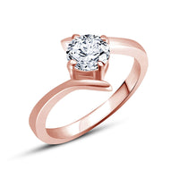 atjewels 18K Rose Gold Over 925 Sterling Silver White Round Cubic Zirconia Solitaire Bypass Ring MOTHER'S DAY SPECIAL OFFER - atjewels.in