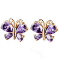 atjewels Pear Cut Purple Amethyst 14k Rose Gold Over .925 Sterling Silver Butterfly Earrings, Ring & Pendant Jewelry Set For Women's/Girl's For Ganesh Chaturthi Special - atjewels.in
