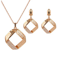 atjewels Round Cut White CZ 14k Rose Gold Over .925 Sterling Silver Square Pendant & Earrings For Girl's & Women's - atjewels.in