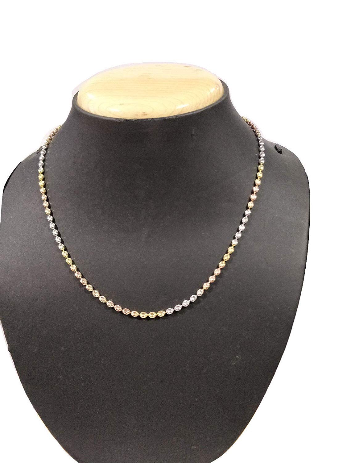 ATJewels 14k Tri-Tone Gold Over 925 Sterling Silver Oval Bar Link 16" Unisex Necklace - atjewels.in