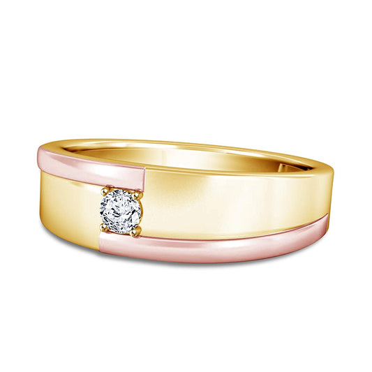 atjewels 14K Yellow and Rose Gold Over 925 Silver Round White Zirconia Men's Band Ring MOTHER'S DAY SPECIAL OFFER - atjewels.in