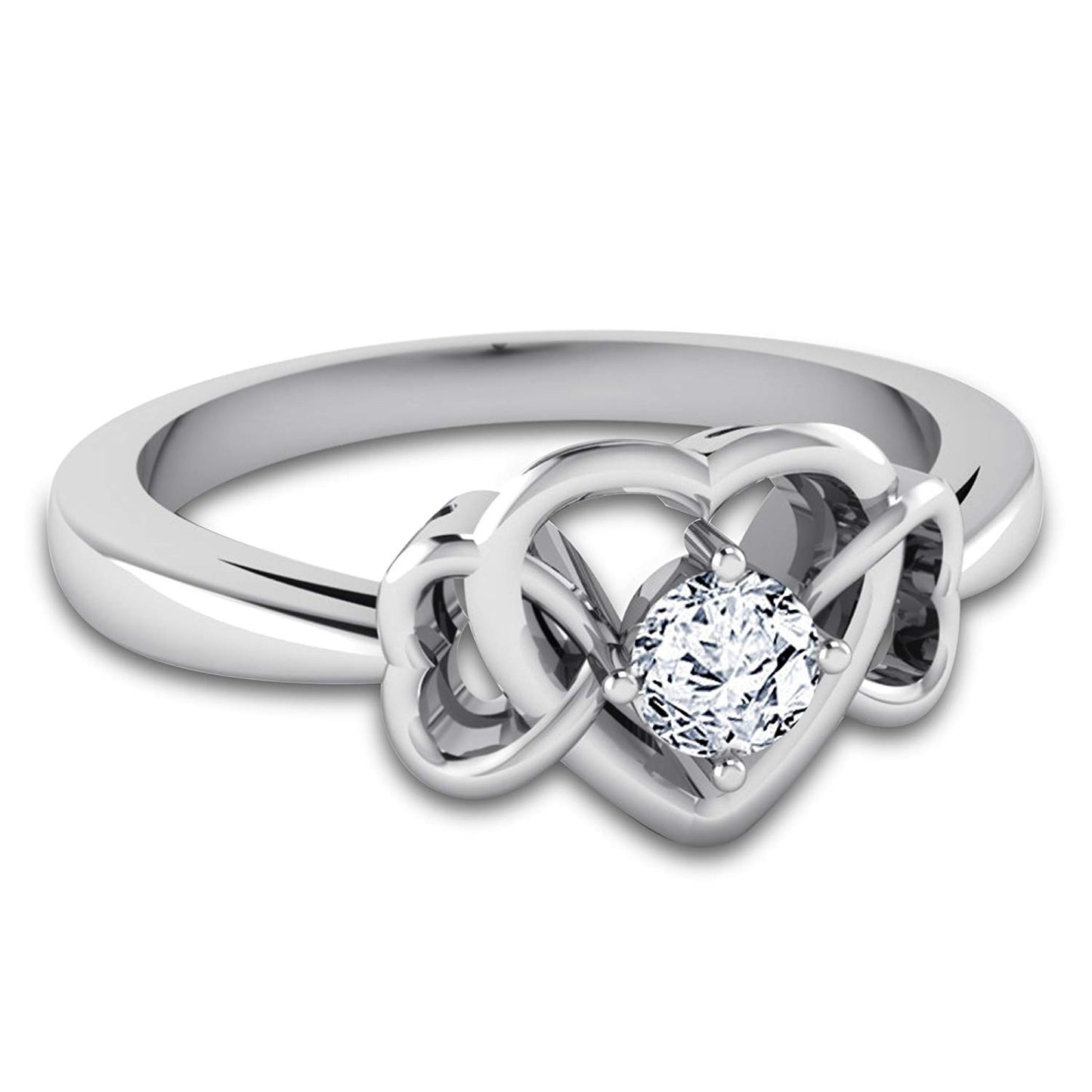 atjewels 18K White Gold Over Sterling Silver Solitaire Heart Shape Ring For Women's MOTHER'S DAY SPECIAL OFFER - atjewels.in