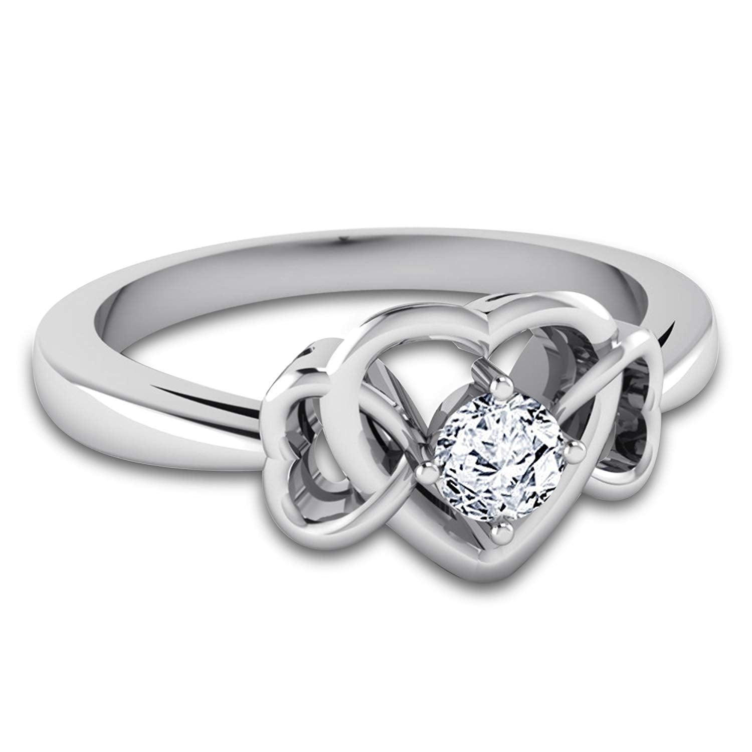 atjewels 18K White Gold Over Sterling Silver Solitaire Heart Shape Ring For Women's MOTHER'S DAY SPECIAL OFFER - atjewels.in