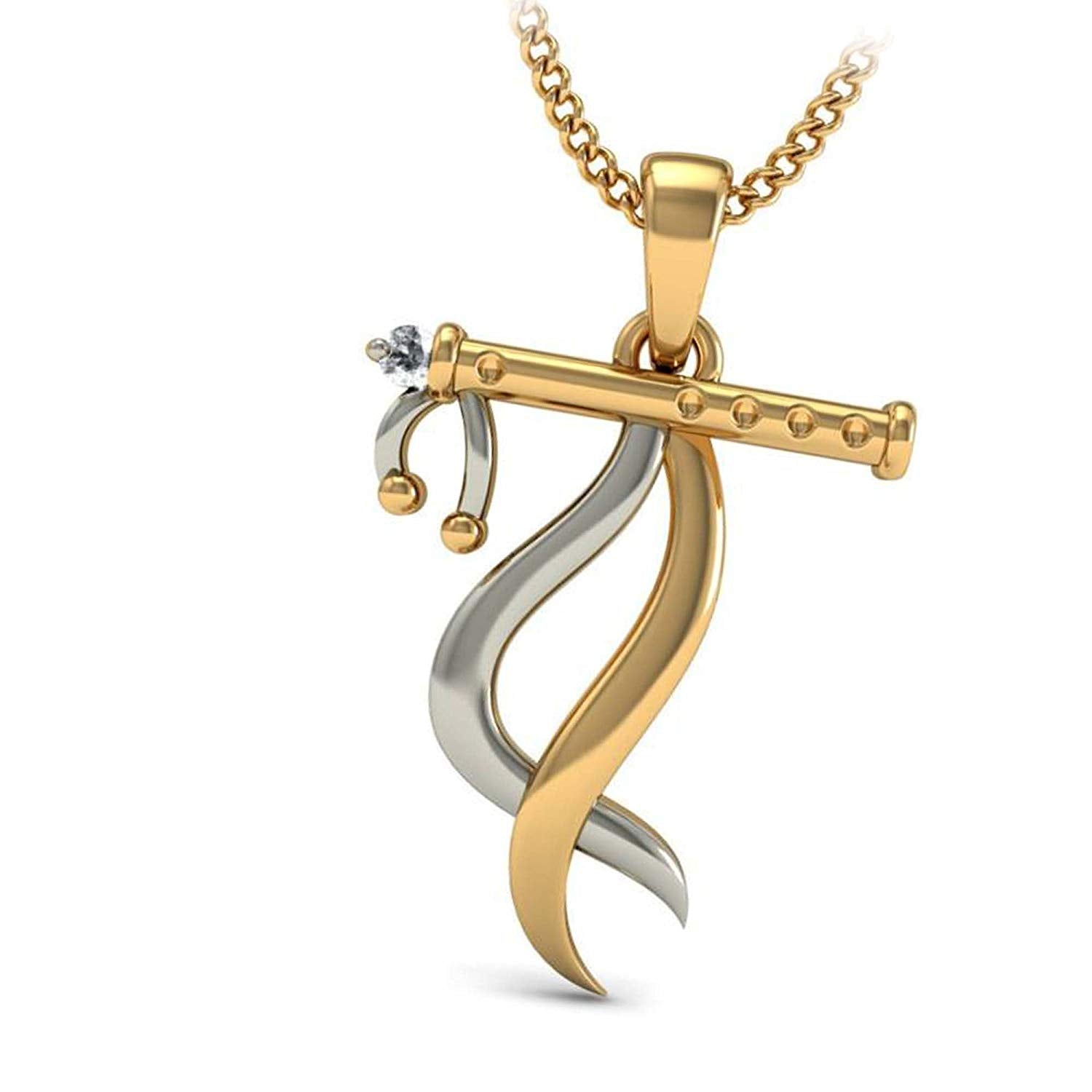 atjewels Two-tone .925 Sterling Silver Krishna God Pendant With White Cz MOTHER'S DAY SPECIAL OFFER - atjewels.in