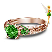 atjewels Round Cut Green Emerald 14k Rose Gold Over .925 Sterling Silver Disney Aurora Princess Engagement Ring For Women's and Girl's (10.0) MOTHER'S DAY SPECIAL OFFER - atjewels.in