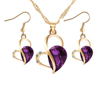 atjewels Pear & Round Cut Purple Amethyst & White CZ 14k Yellow Gold Over .925 Sterling Silver Earrings, Ring & Pendant Fashion Jewelry Set For Women's/Girl's For Ganesh Chaturthi Special - atjewels.in