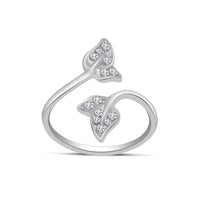 atjewels White Gold Over 925 Silver Round White CZ Leaf ToeRing Available In Pair - atjewels.in