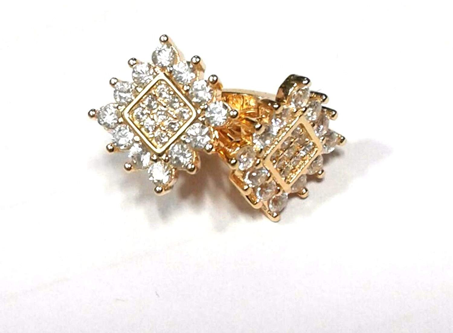 atjewels Round Cut White CZ 14k Yellow Gold Over 925 Sterling Silver Hoop Earrings For Girl's and Women's For MOTHER'S DAY SPECIAL OFFER - atjewels.in