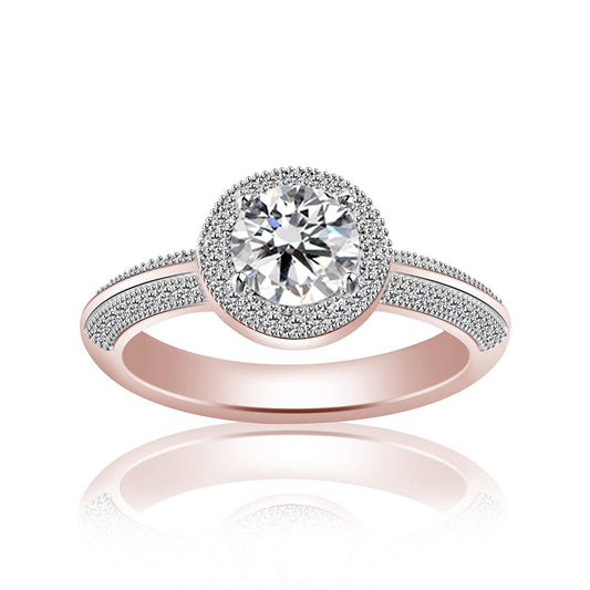 atjewels 14K Rose Gold Plated On 925 Silver Round White CZ Solitaire Engagement Ring MOTHER'S DAY SPECIAL OFFER - atjewels.in