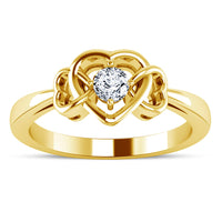 Fabulous gift for your loved one atjewels 18K Yellow Gold Over 925 Sterling Silver Heart Promise Ring For Women's MOTHER'S DAY SPECIAL OFFER - atjewels.in
