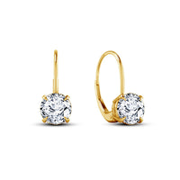 atjewels 14K Yellow Gold Over 925 Silver Round White CZ Lever Back Dangle Earrings For Women/Girls MOTHER'S DAY SPECIAL OFFER - atjewels.in