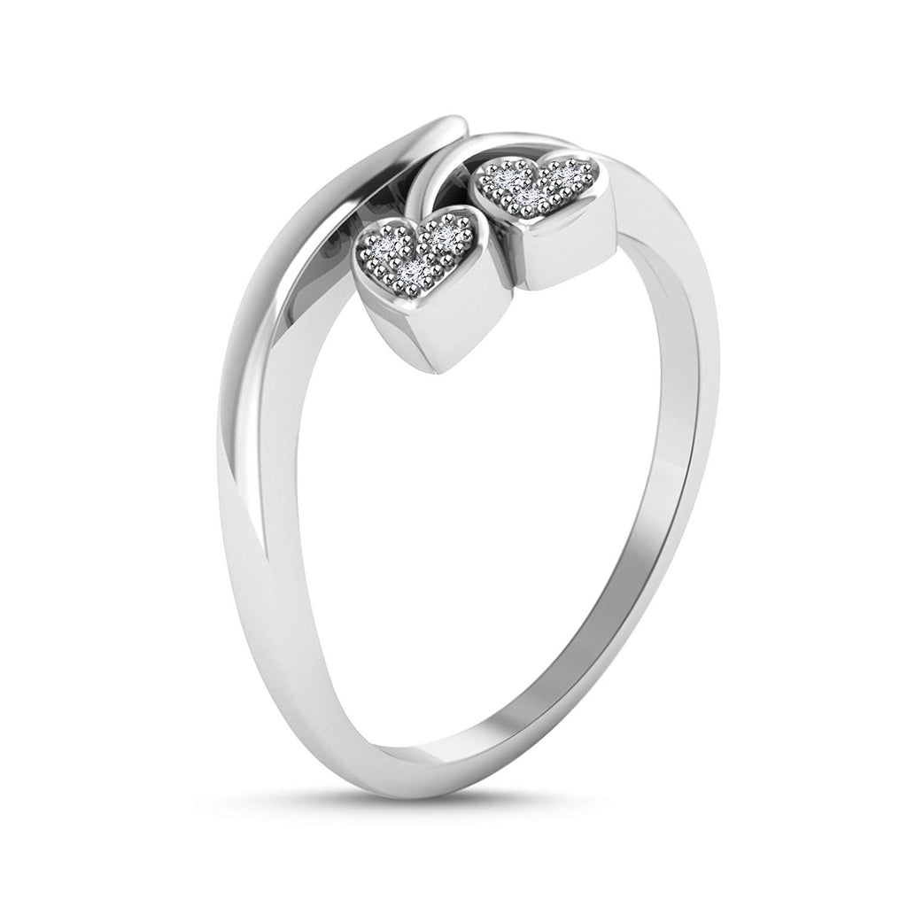 atjewels 18K White Gold On .925 Sterling Silver White Zirconia Bypass Ring for Women's MOTHER'S DAY SPECIAL OFFER - atjewels.in