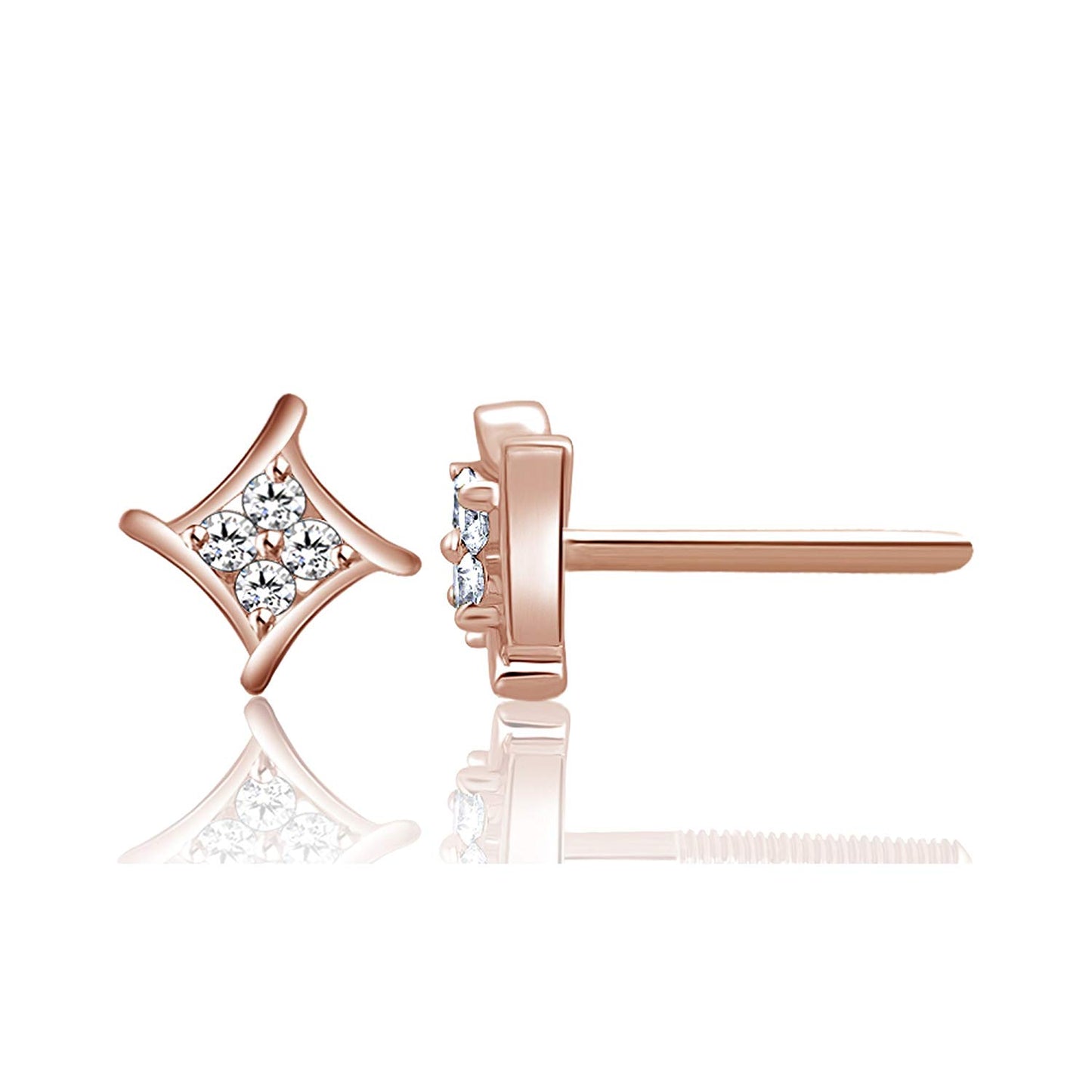 atjewels 18K Rose Gold Over Sterling Silver Round Cut White CZ Stud Earrings For Women's MOTHER'S DAY SPECIAL OFFER - atjewels.in