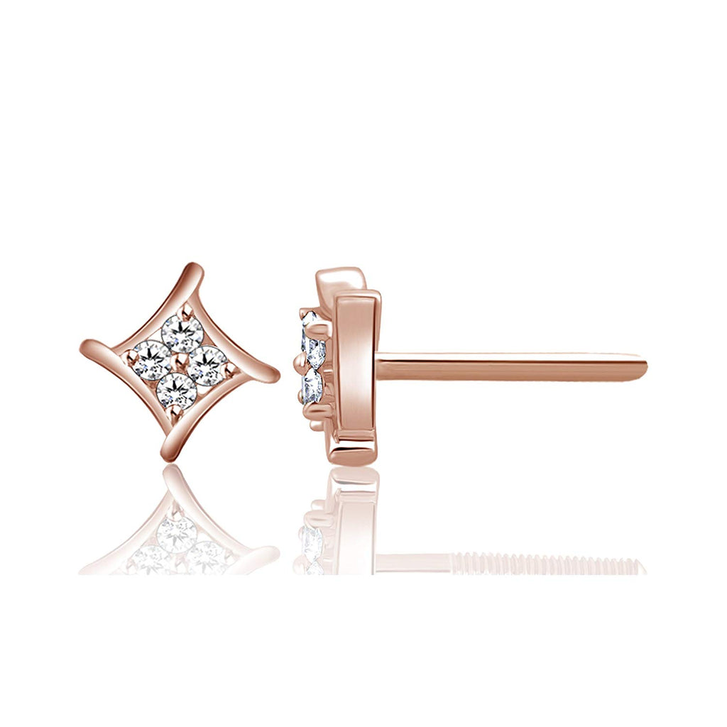 atjewels 18K Rose Gold Over Sterling Silver Round Cut White CZ Stud Earrings For Women's MOTHER'S DAY SPECIAL OFFER - atjewels.in