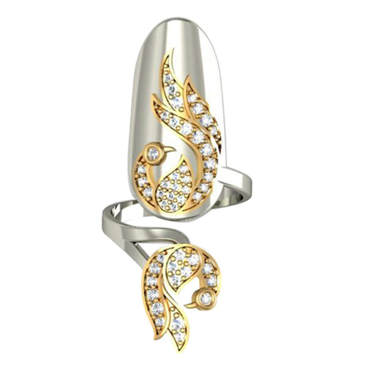 atjewels Round Cut White CZ Two-tone .925 Sterling Silver Adjustable Nail Ring For Girl's & Women's For MOTHER'S DAY SPECIAL OFFER - atjewels.in