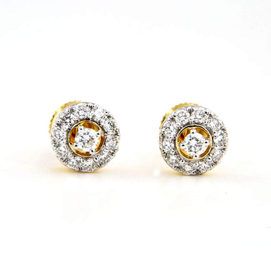atjewels 18k Yellow Gold Plated 925 Sterling Silver White Zirconia Stud Earrings MOTHER'S DAY SPECIAL OFFER - atjewels.in