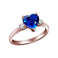 atjewels Heart & Round Cut Blue Sapphire & White CZ Three-tone Gold Over Sterling Silver Heart Ring For Women's For Holi Festival Special Offers (White Gold) - atjewels.in