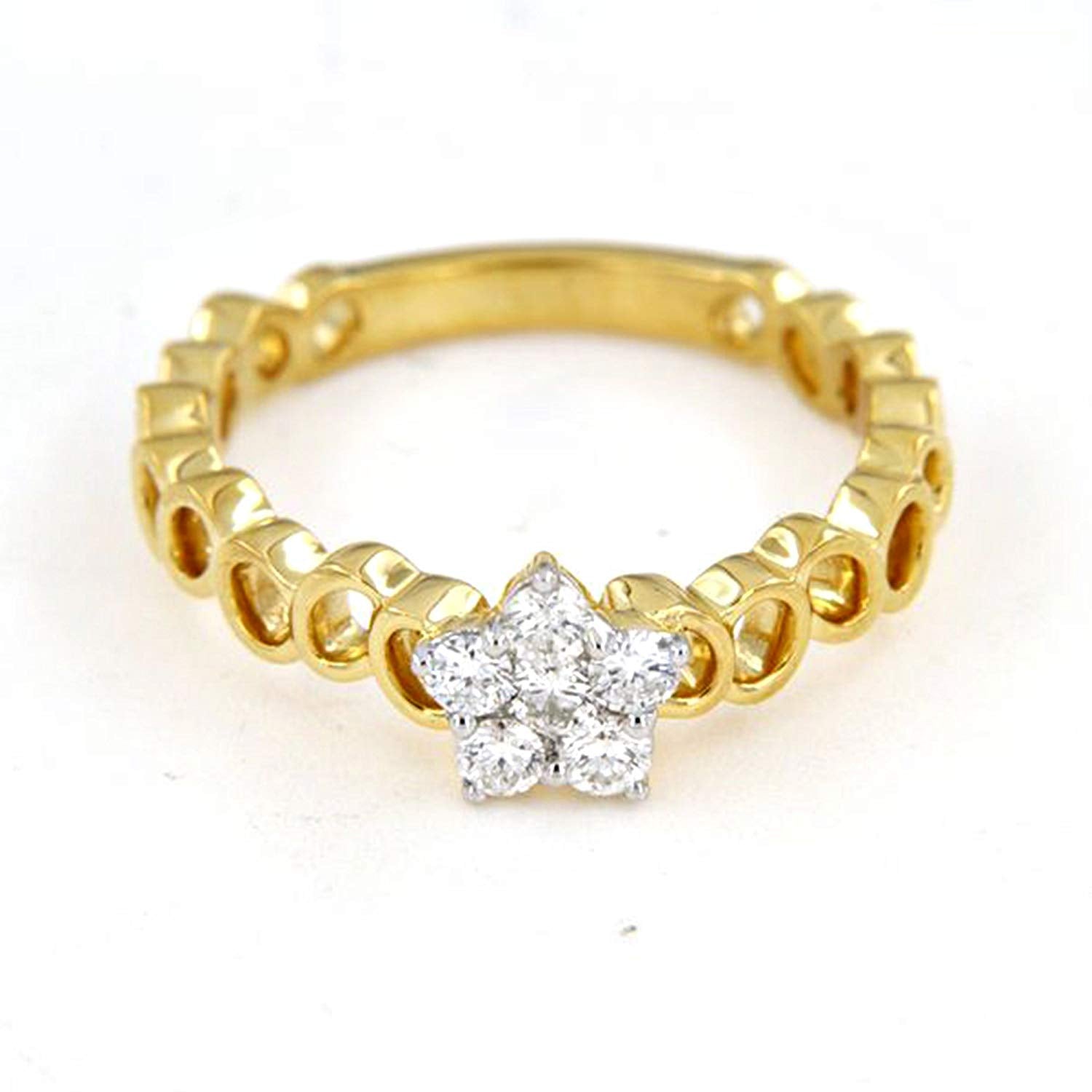 atjewels 18K Yellow Gold Over .925 Sterling Silver Round Cut White CZ Five Star Ring For Women MOTHER'S DAY SPECIAL OFFER - atjewels.in