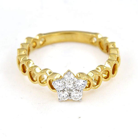 atjewels 18K Yellow Gold Over .925 Sterling Silver Round Cut White CZ Five Star Ring For Women MOTHER'S DAY SPECIAL OFFER - atjewels.in
